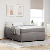 vidaXL Sängram med madrass Taupe 160 x 200 cm tyg