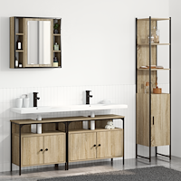 vidaXL Badrumsmöbelset med hylla 4 pcs Sonoma ek 33 x 33 x 185.5 cm