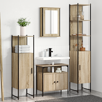 vidaXL Badrumsmöbelset med hylla 4 pcs Sonoma ek 33 x 33 x 185.5 cm