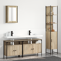 vidaXL Badrumsmöbelset med hylla 4 pcs Sonoma ek 33 x 33 x 185.5 cm