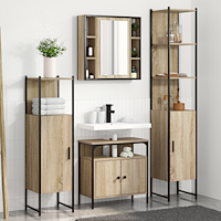 vidaXL Badrumsmöbelset med hylla 4 pcs Sonoma ek 33 x 33 x 185.5 cm