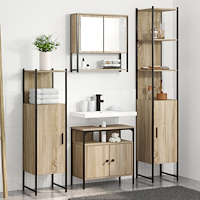 vidaXL Badrumsmöbelset med hylla 4 pcs Sonoma ek 33 x 33 x 185.5 cm