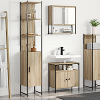 vidaXL Badrumsmöbelset med hylla 3 pcs Sonoma ek 33 x 33 x 185.5 cm