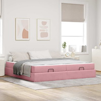 vidaXL Sängram Rosa 200 x 200 cm Sammet