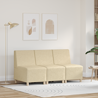 vidaXL Softig Stolen Ljusgrå 55 cm Tyg 3 pcs Kräm 55 x 74 x 82 cm Tyg