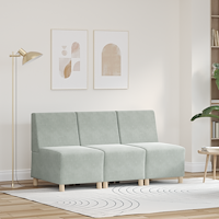 vidaXL Modulsofa utan armstöd 3 pcs Ljusgrå 55 x 74 x 82 cm Sammet