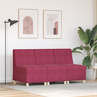 vidaXL Soffstolar 3 pcs Vinröd 55 x 74 x 82 cm Sammet