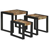vidaXL Satsbord 3 pcs flerfärgad Massivt återvunnet trä