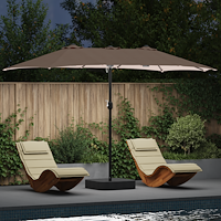 vidaXL Trädgårdsparasol Taupe 385 x 209 x 244 cm tyg