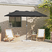 vidaXL Trädgårdsparasol Svart 370 x 197 x 239 cm Pulverlackerad stål