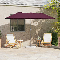 vidaXL Trädgårdsparasol Vinröd 370 x 197 x 239 cm Pulverlackerad stål