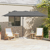 vidaXL Trädgårdskantileverparasol Antracit 372 x 198 x 243 cm