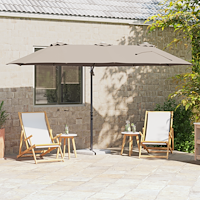 vidaXL Trädgårdskantileverparasol Taupe 372 x 198 x 243 cm