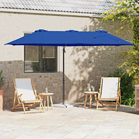 vidaXL Trädgårdskantileverparasol azurblå 372 x 198 x 243 cm