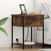 vidaXL Sängskåp 2 pcs Rökfärgad ek 42 x 41 x 56 cm Konstruerat trä