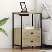 vidaXL Sängbord med laddningsstation 2 pcs Sonoma ek Konstruerat trä