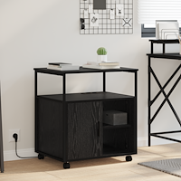 vidaXL Kontorsskåp med hjul Svart ek 61 x 46 x 67 cm Konstruerat trä