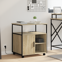 vidaXL Kontorsskåp med hjul Sonoma ek 60 x 46 x 67 cm Konstruerat trä