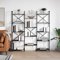 vidaXL Hyllsystem Svart Ek 156 x 25 x 167 cm Konstruerat trä