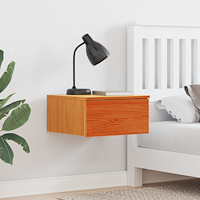 vidaXL Väggmonterat sängbord Vaxbrun 37 x 35 x 18.5 cm Massiv furu