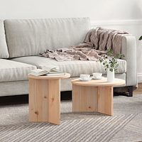 vidaXL Kaffeebord 2 pcs Naturfärg 49 x 49 x 28 cm Massivt tallträ