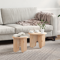vidaXL Kaffeebord 2 pcs Naturfärg 39.5 x 39.5 x 30 cm Massivt tallträ