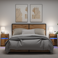 vidaXL LED Sängbord Cabinet med låda 2 pcs Gammalt trä 38 x 34 x 61 cm