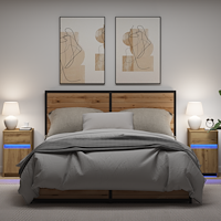 vidaXL LED Sängbord Cabinet med låda 2 pcs artisan ek 38 x 34 x 61 cm