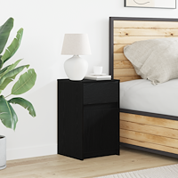 vidaXL LED Sängbord Cabinet Svart ek 38 x 34 x 61 cm Konstruerat trä