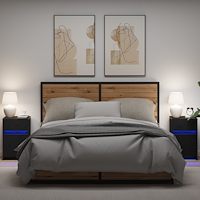 vidaXL LED Sängbord Cabinet med låda 2 pcs Svart ek 38 x 34 x 61 cm
