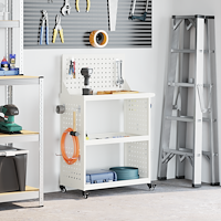 vidaXL Verktygsvagn med hylla med hjul med lagring Vit 65 x 35 x 111 cm Metall