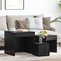 vidaXL Soffbord 3 pcs Svart ek 45 x 45 x 45 cm Konstruerat trä
