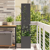 vidaXL Trädgårdsplanterare med dekorativ panel Svart 32 x 140 cm