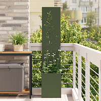 vidaXL Trädgårdsplanterare med dekorativ panel Olivgrön 32 x 140 cm