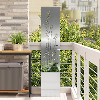 vidaXL Trädgårdsplanterare med dekorativ panel Silver 32 x 140 cm