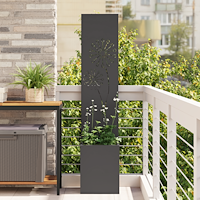 vidaXL Trädgårdsplanterare med dekorativ panel Svart 32 x 140 cm