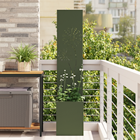 vidaXL Trädgårdsplanterare med dekorativ panel Olivgrön 32 x 140 cm