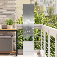 vidaXL Trädgårdsplanterare med dekorativ panel Silver 32 x 140 cm