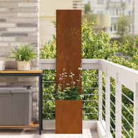 vidaXL Trädgårdsplanterare med dekorativ panel Rostig 32 x 140 cm