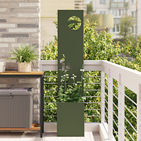 vidaXL Trädgårdsplanterare med dekorativ panel Olivgrön 32 x 140 cm