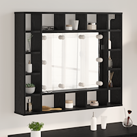 vidaXL Spegelskåp med hylla Svart ek 91 x 15 x 76.5 cm Konstruerat trä