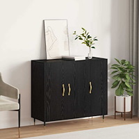 vidaXL Sideboard med lagring med dörr Svart 90 x 34 x 80 cm Konstruerat trä