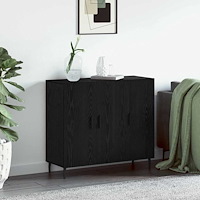 vidaXL Sideboard med lagring med dörr Svart 90 x 34 x 80 cm Konstruerat trä