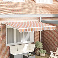 vidaXL Utfällbar markis Flerfärgad rand 250x200 cm tyg