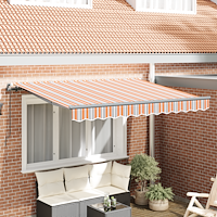 vidaXL Utfällbar markis Flerfärgad rand 250 x 200 cm