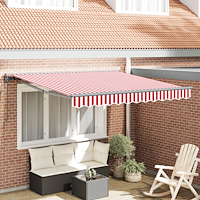 vidaXL Utfällbar markis Röd och vit rand 350x250 cm tyg