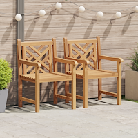 vidaXL Trädgård Stol 2 pcs Brun 58 x 60 x 90 cm Massivt teakträ