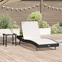 vidaXL Solstol med kudde -person 2 pcs Svart 40 x 40 x 40.5 cm Poly rattan