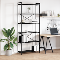 vidaXL Bokhylla Svart ek 80 x 30 x 188 cm Konstruerat trä
