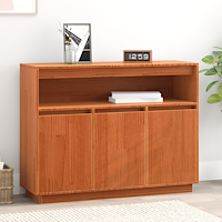 vidaXL Sideboard med lagring med dörr Brun 104.5 x 34 x 80 cm Massiv furu